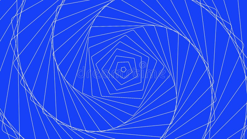 Pentagon spin geometria w niebieskiej pętli tła. kręcące się fale radiowe — niekończąca się animacja twórcza. obracający się pięci ilustracja wektor