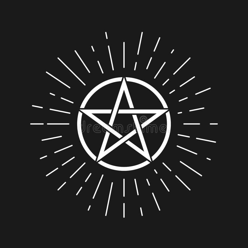 Pentagrama com cinco elementos design de símbolo de ícone espírito ar terra  fogo e água a magia