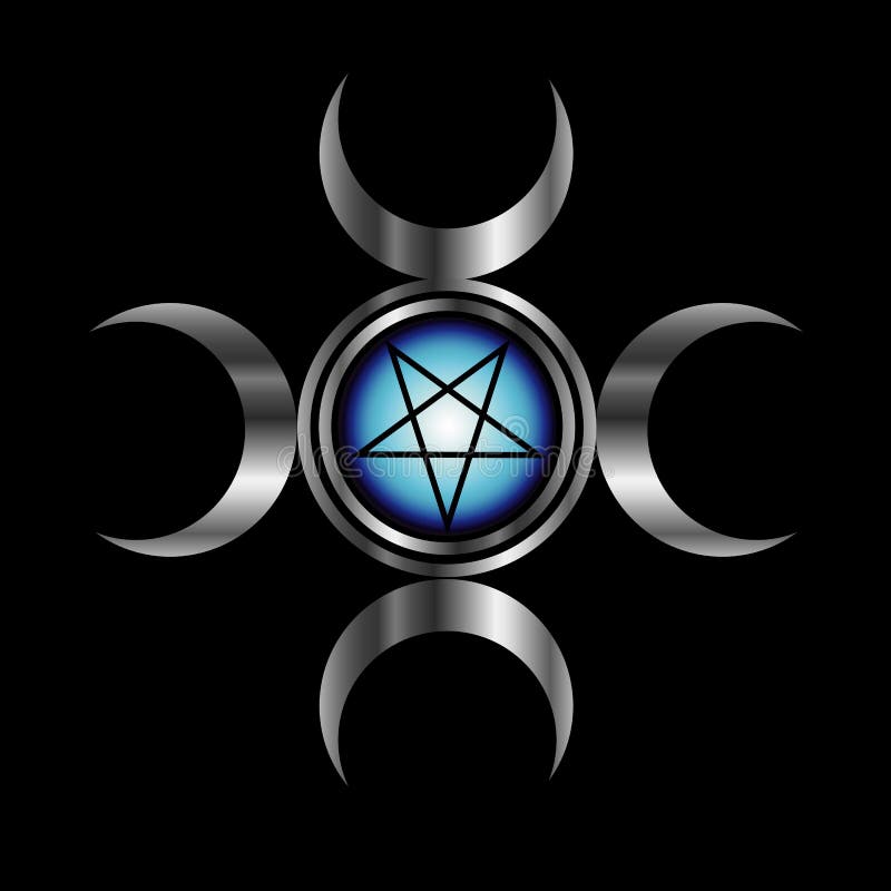 Pentagramma invertito con la dea tripla illustrazione di stock