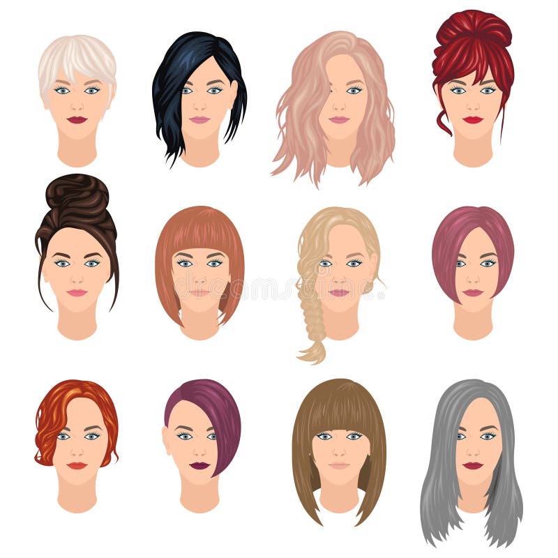 Penteados na moda da mulher ilustração royalty free Penteados na moda da mulher ilustração royalty free