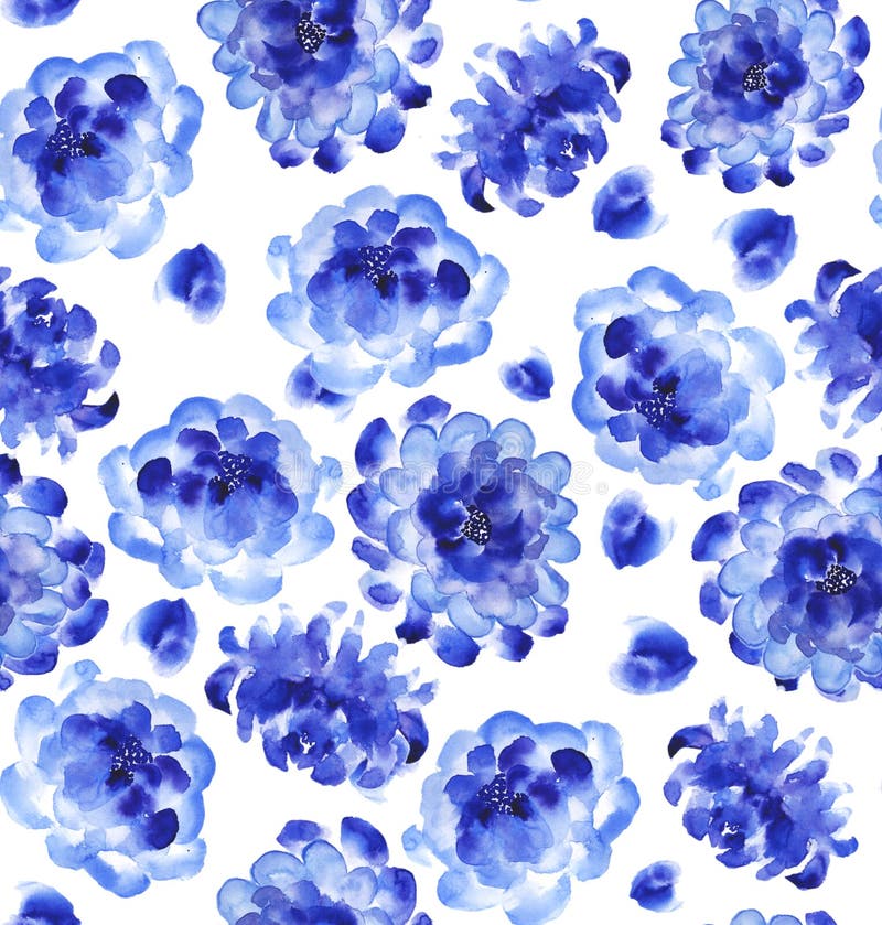 Peonías azules en blanco stock de ilustración. Ilustración de arte -  70182024