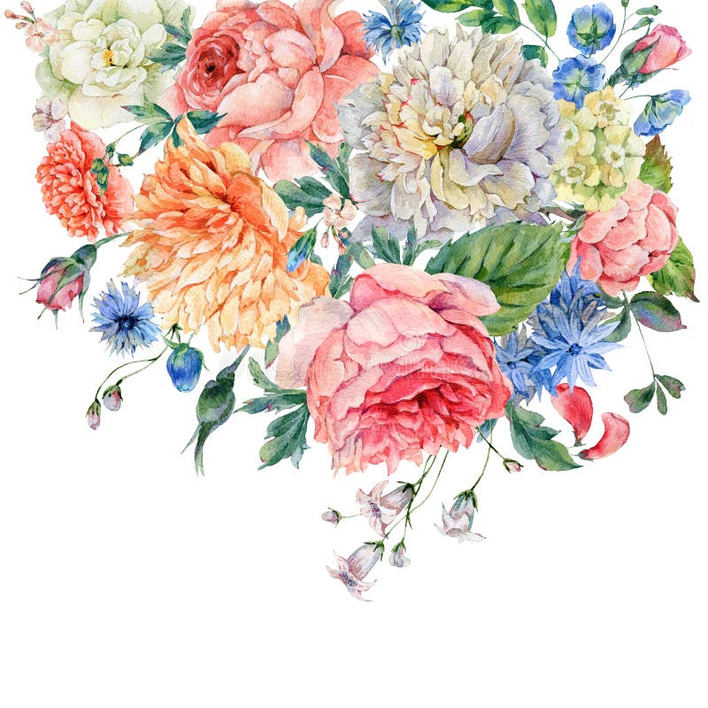 Peonías De La Acuarela, Rosas Y Flores Salvajes Stock de ilustración -  Ilustración de manojo, excepto: 93691471