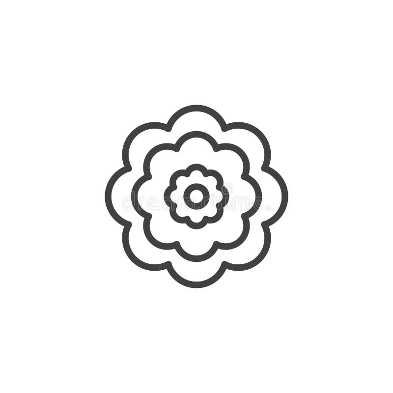 Peony flowers outline icon stock vector. Illustration of simple - 114350243
