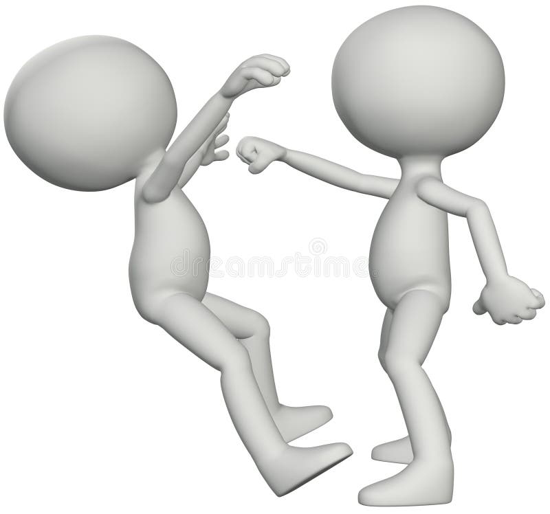 People 3D fight martial arts karate punch vector illustration