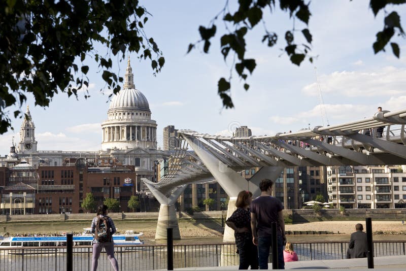 People admiring millenium bridge from London UK