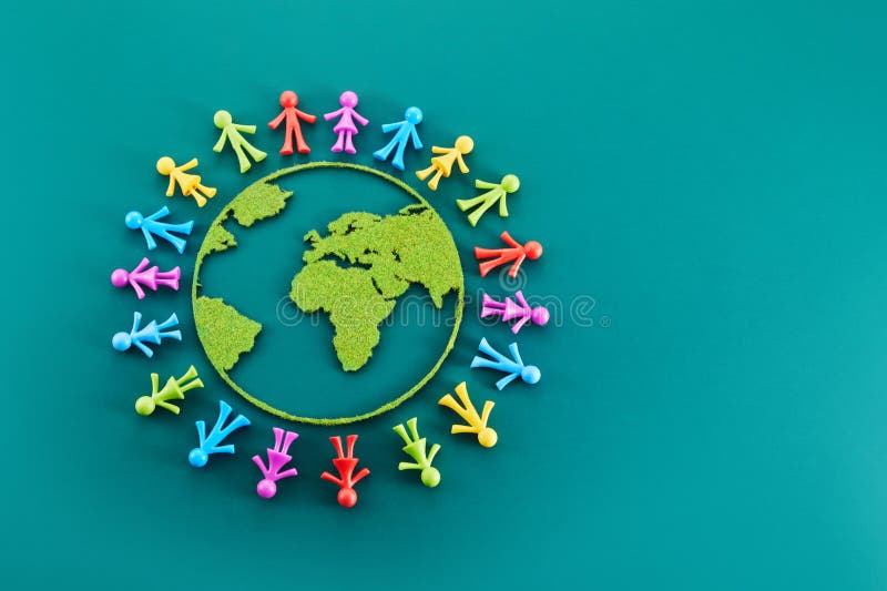 People from All Around World Standing on Globe, Stock Photo - Image of ...