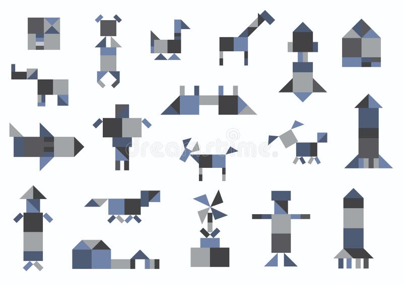People, Animals, Houses, Transport, Geometric Shapes Stock Vector -  Illustration of intelligence, business: 50690481