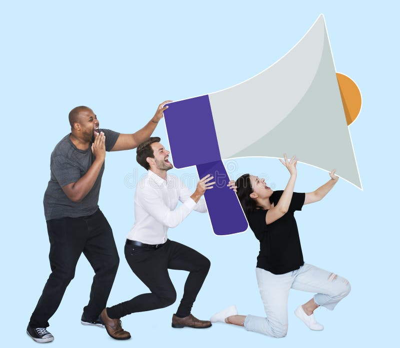 People announcing by a megaphone royalty free stock photography People announcing by a megaphone royalty free stock photography