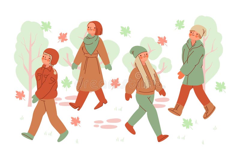 People autumn park pack vector illustration stock illustration