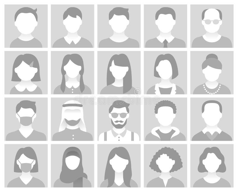 People avatar flat icons. Vector illustration included icon as man, female head, muslim, senior, adult and young human