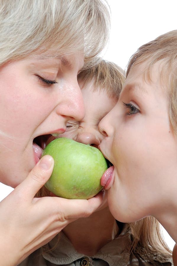 People biting apple