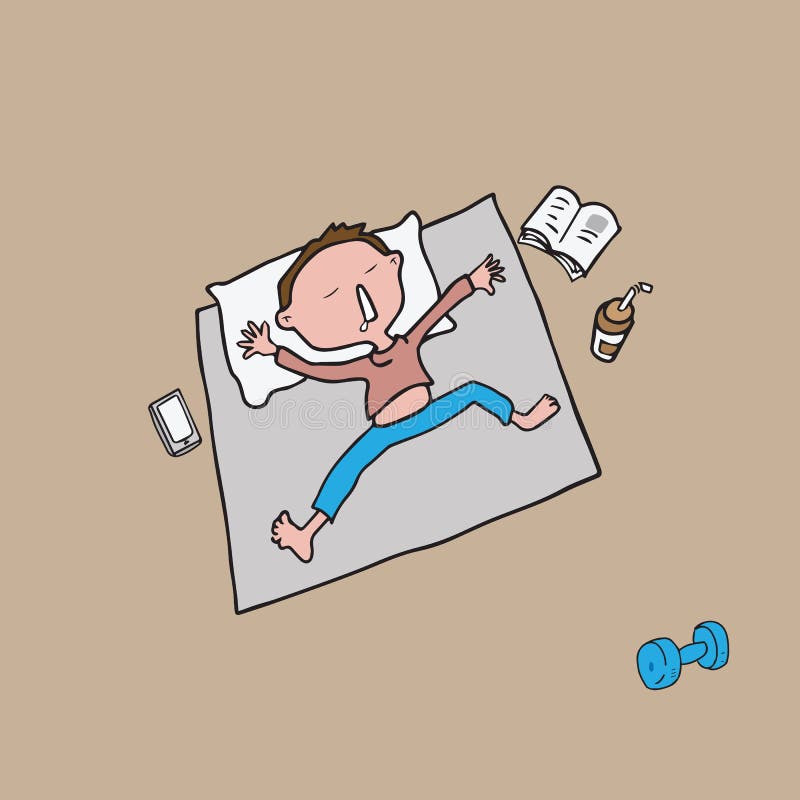 People Boy sleeping on mat stock vector. Illustration of lifestyle