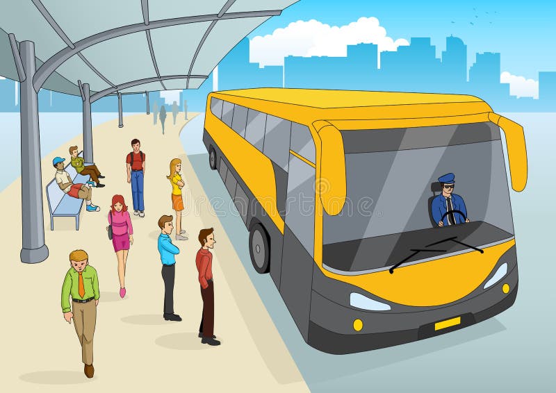 People at Bus Station stock vector. Illustration of people - 74007680 People at Bus Station stock vector. Illustration of people - 74007680