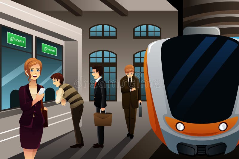 People buying train ticket stock vector. Illustration of clip - 40847491