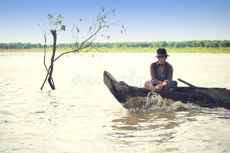 People from Cambodia. Tonle Sap lake royalty free stock photos People from Cambodia. Tonle Sap lake royalty free stock photos