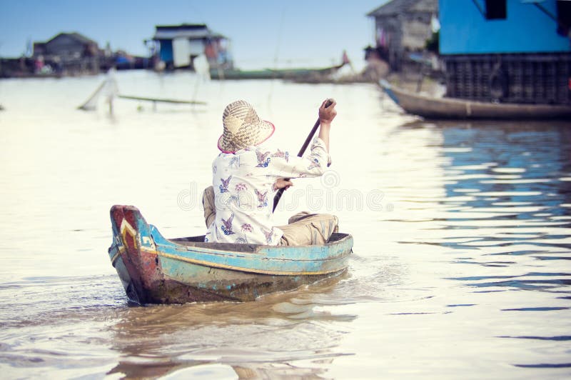 People from Cambodia. Tonle Sap lake stock photography People from Cambodia. Tonle Sap lake stock photography