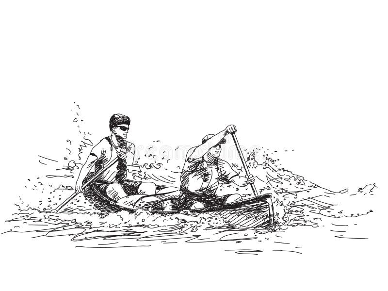 People in canoe on wave