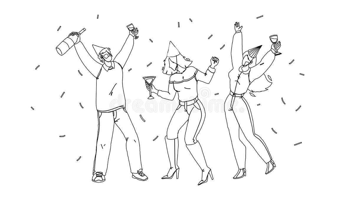People Partying Line Drawing Stock Illustrations 21 People Partying