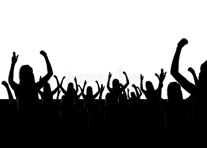 People Celebrating with Hands Up Silhouette Stock Photo - Image of ...