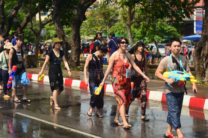 People Celebrating Songkran (Thai New Year / Water Festival) in the ...