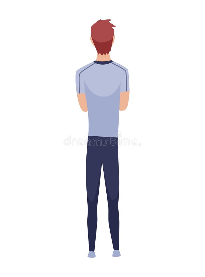 People Character Back View. Young Human. Cartoon Vector Man Standing ...
