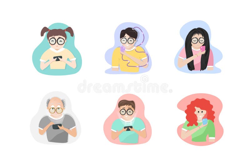 People Characters Playing Mobile, Social Media Addiction Lifestyle in All Age Group, People Cartoon Characters Flat Design, Vector Stock Vector - Illustration of design, addict: 140714817 People Characters Playing Mobile, Social Media Addiction Lifestyle in All Age Group, People Cartoon Characters Flat Design, Vector Stock Vector - Illustration of design, addict: 140714817