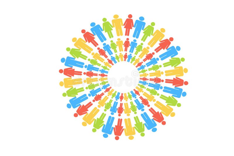 People Circle Gather Around On White Background Stock Illustration Illustration Of Blue Beige