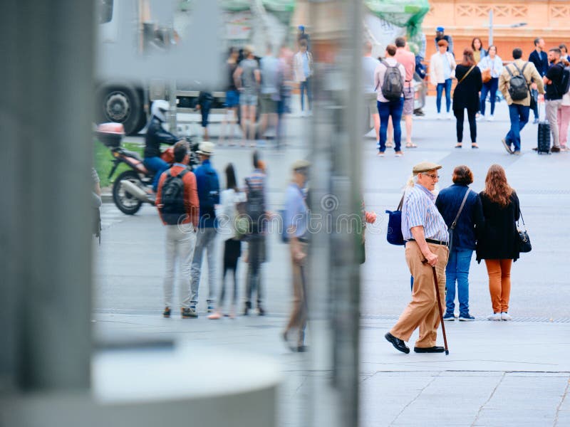 People commuting and walking near Atocha train station in Madrid royalty free stock image People commuting and walking near Atocha train station in Madrid royalty free stock image