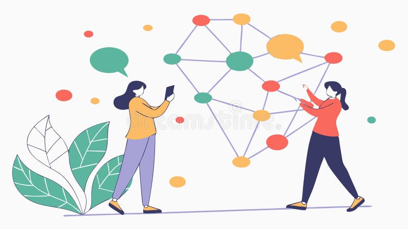 People Connecting Data Network Vector, Collaboration and Technology, vector design Generative AI royalty free illustration