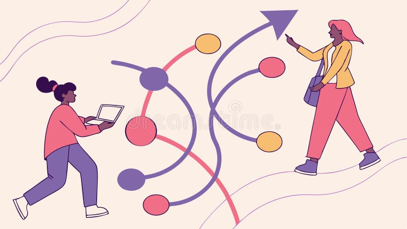 People Connecting Data Nodes, Collaborative Innovation, vector design Generative AI vector illustration