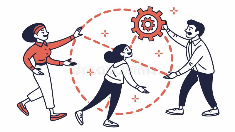 People connecting gears, teamwork and collaboration symbol vector design Generative AI vector illustration