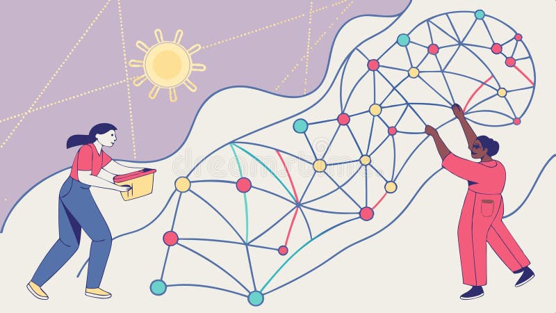 People connecting network, global communication, vector design Generative AI stock illustration