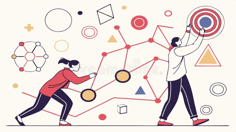 People connecting network nodes, teamwork illustration vector design Generative AI vector illustration