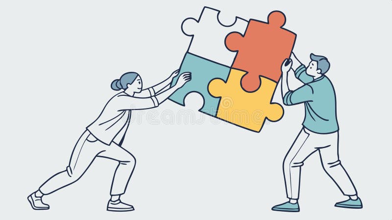 People connecting puzzle pieces, partnership and unity vector design Generative AI vector illustration