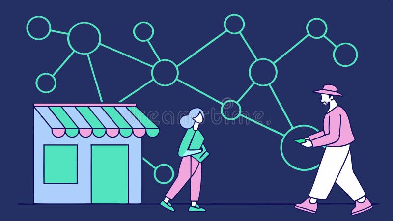 People connecting a small business to a large digital data network design, vector design Generative AI vector illustration