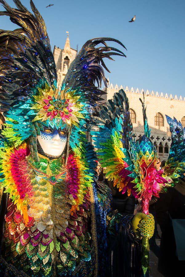 Man In Feather Costume Celebrating Carnival (Carnaval De Santa Cruz De  Tenerife). Stock Photo, Picture and Royalty Free Image. Image 73984958.