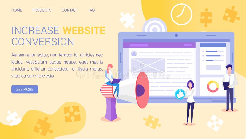 People create ad campaign, advertising strategy, e-commerce. Increase conversion of website concept royalty free illustration