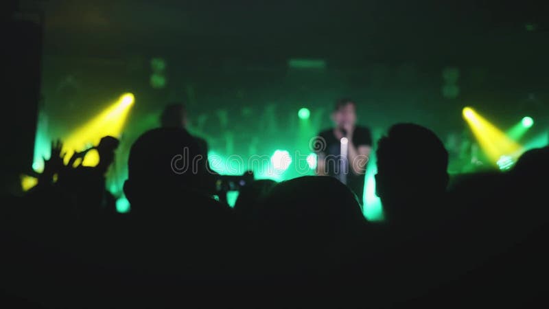 People Crowd Partying at Rock Concert in a Night Club on Blurred ...