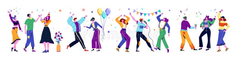 Person people vector illustration dance party woman and man. Happy