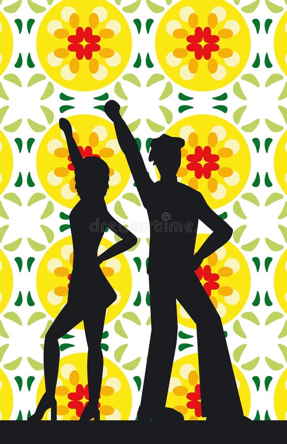 Soul Party Time. Dancers of Soul, Funk or Disco. Stock Vector