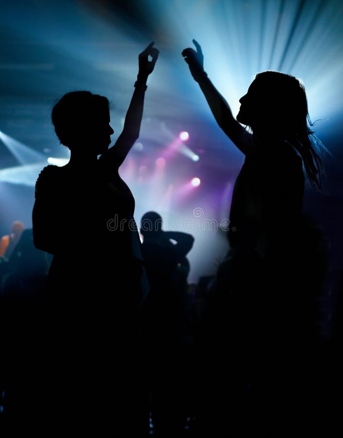 People, Dancing and Crowd or Concert Silhouette for Live Music ...