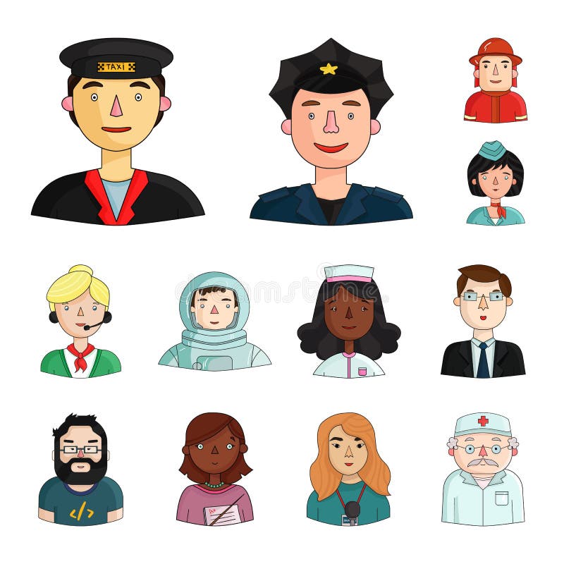 People of different professions cartoon icons in set collection for design. Worker and specialist vector symbol stock vector illustration People of different professions cartoon icons in set collection for design. Worker and specialist vector symbol stock vector illustration