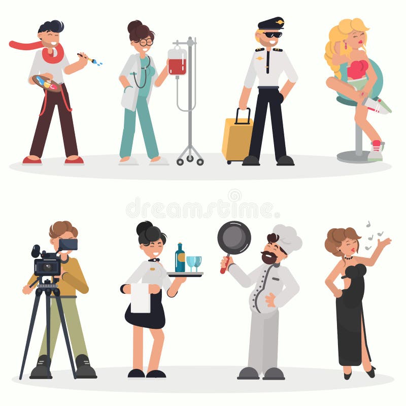 People of different professions color flat illustration set stock illustration People of different professions color flat illustration set stock illustration