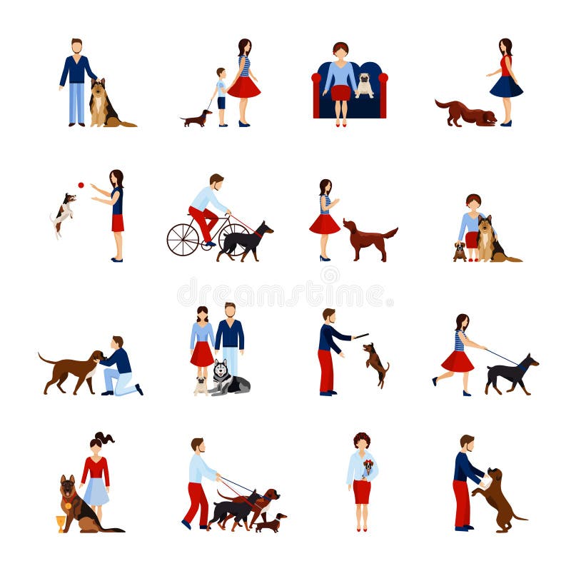 People with Dogs Set stock vector. Illustration of guys - 56855994