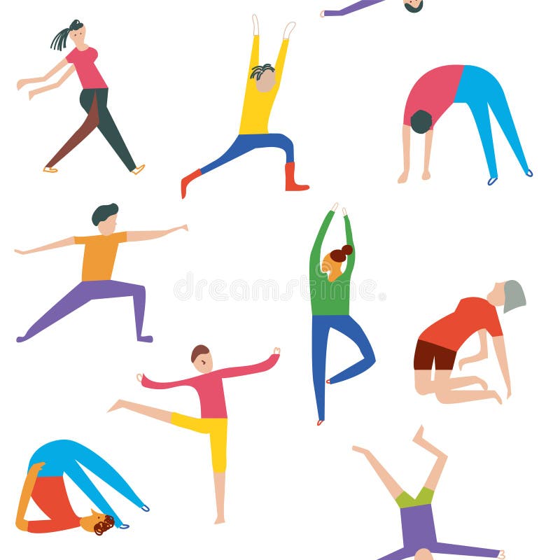 People doing yoga seamless pattern royalty free illustration