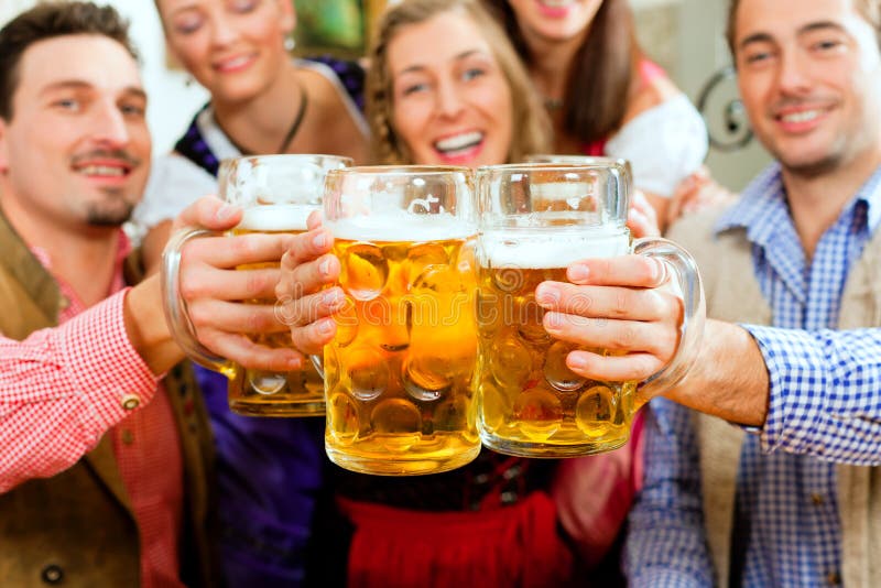 People Drinking Beer in Bavarian Pub Stock Photo Image of bavaria