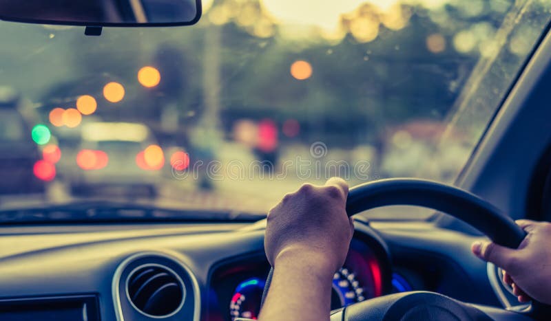 People driving car on day time. stock image