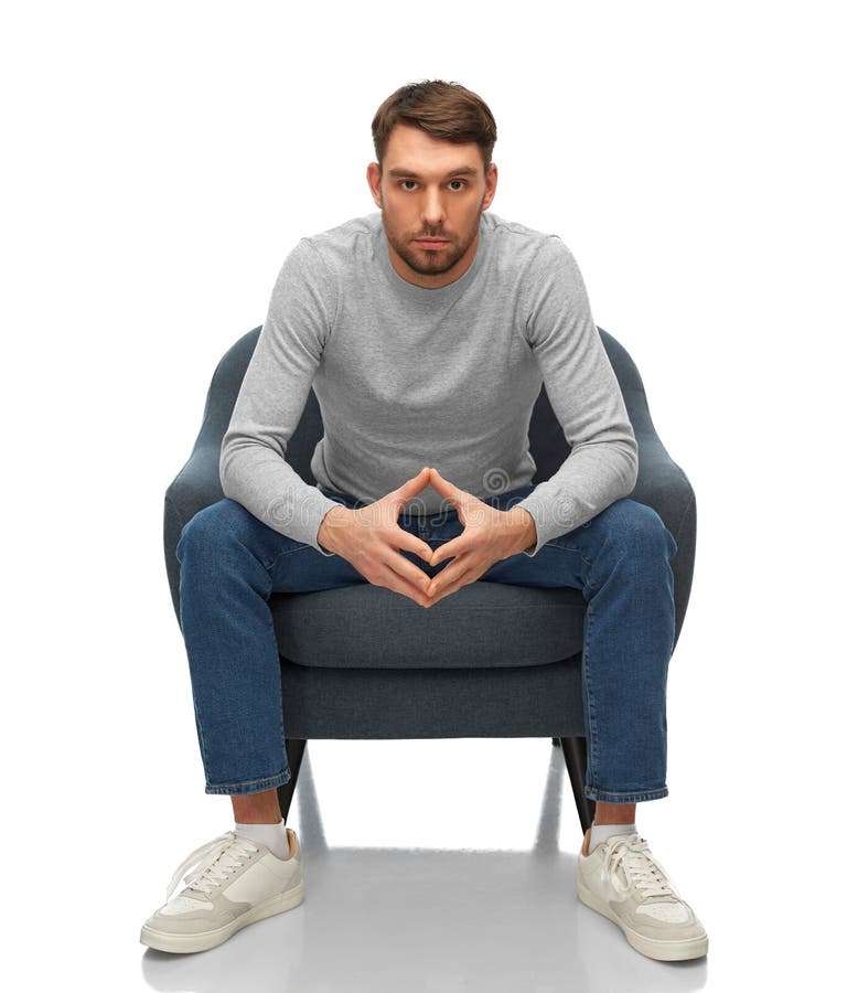 Man Making Triangle of Power Gesture Stock Image - Image of armchair ...