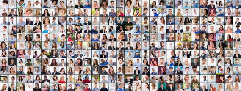 People Face Headshots. Diverse Group Avatars stock photo
