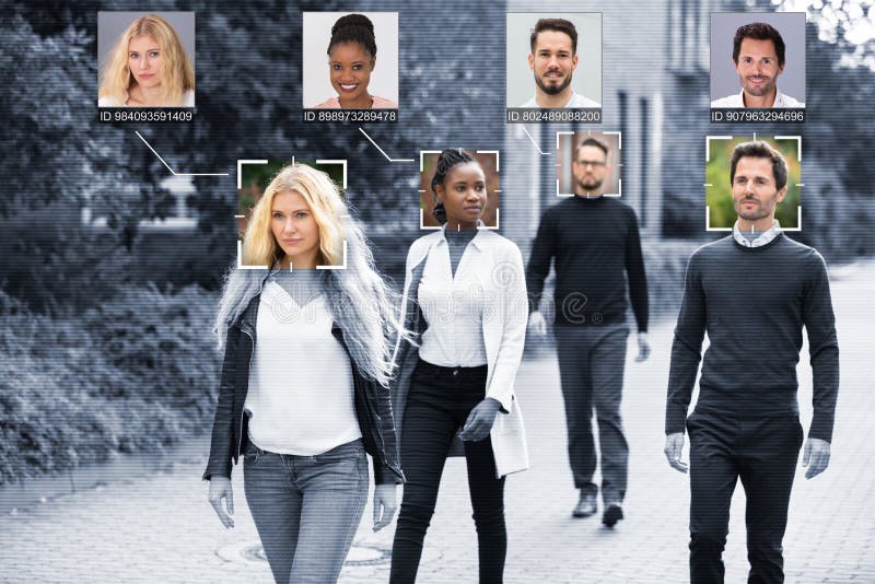 People Faces Recognized With Intellectual Learning System stock photos